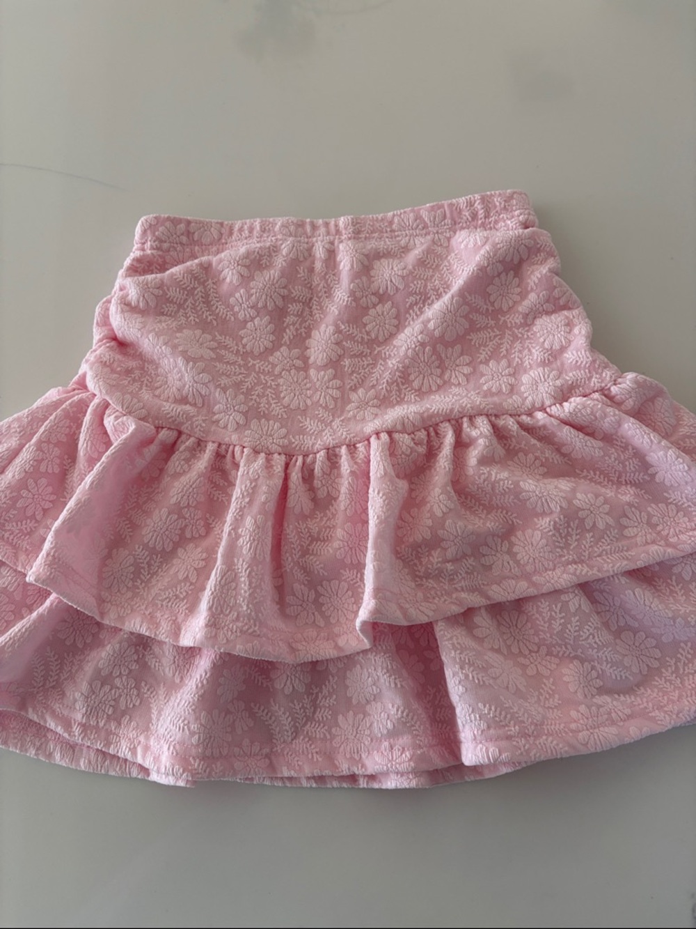Women's Pink Floral Tiered Ruffle Skirt